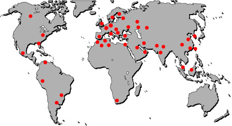 Map of the world showing references